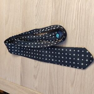 Classic Black, Gold And White Patterned Tie Italy Milano Silk